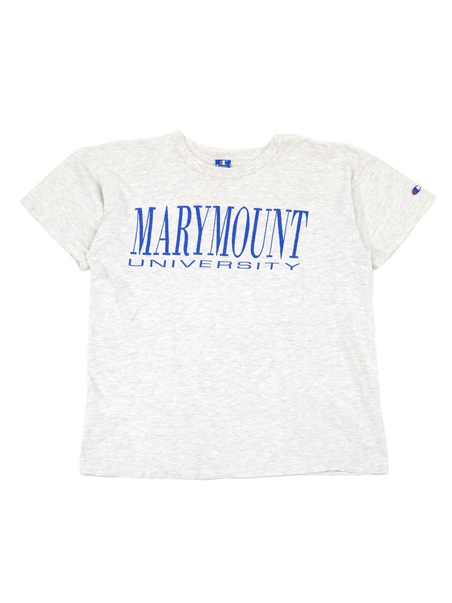 90's 青刺繍タグ チャンピオン ''MARYMOUNT UNIVERSITY'' Tシャツ 霜降りグレー 表記(XL) USA製