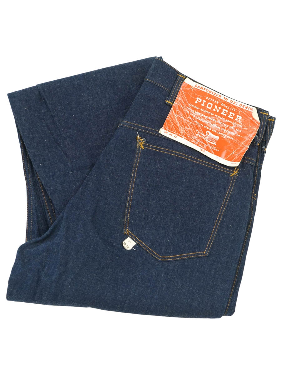40's PIONEER 股リベ ドーナツボタン 5ポケットデニムパンツ 表記(W33 L34) NOS