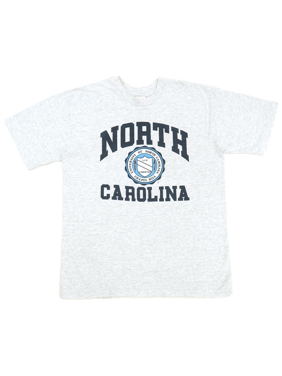 90's CAROLINA CONNECTION ''NORTH CAROLINA UNIVERSITY'' 3段プリント Tシャツ グレー 表記(XL) USA製
