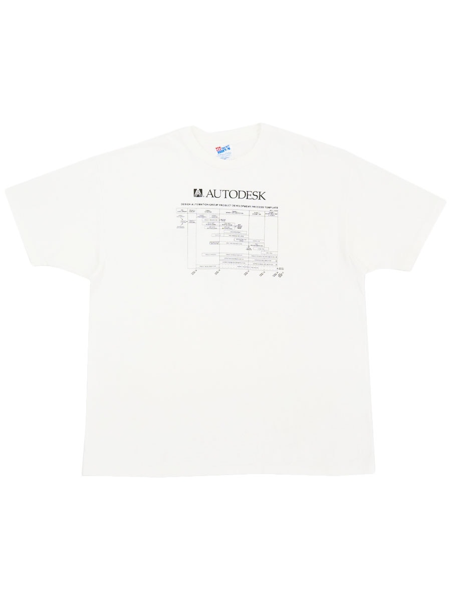 90's Hanes ''AUTODESK'' 両面プリント Tシャツ ホワイト 表記(XL) USA
