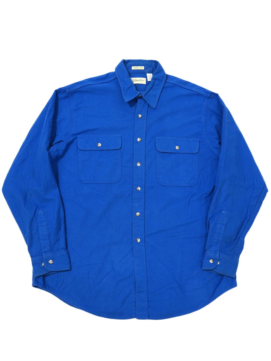 90's STJOHN'S BAY シャモアクロスシャツ 単色ブルー 表記(BIG TALL-1XLT) USA製