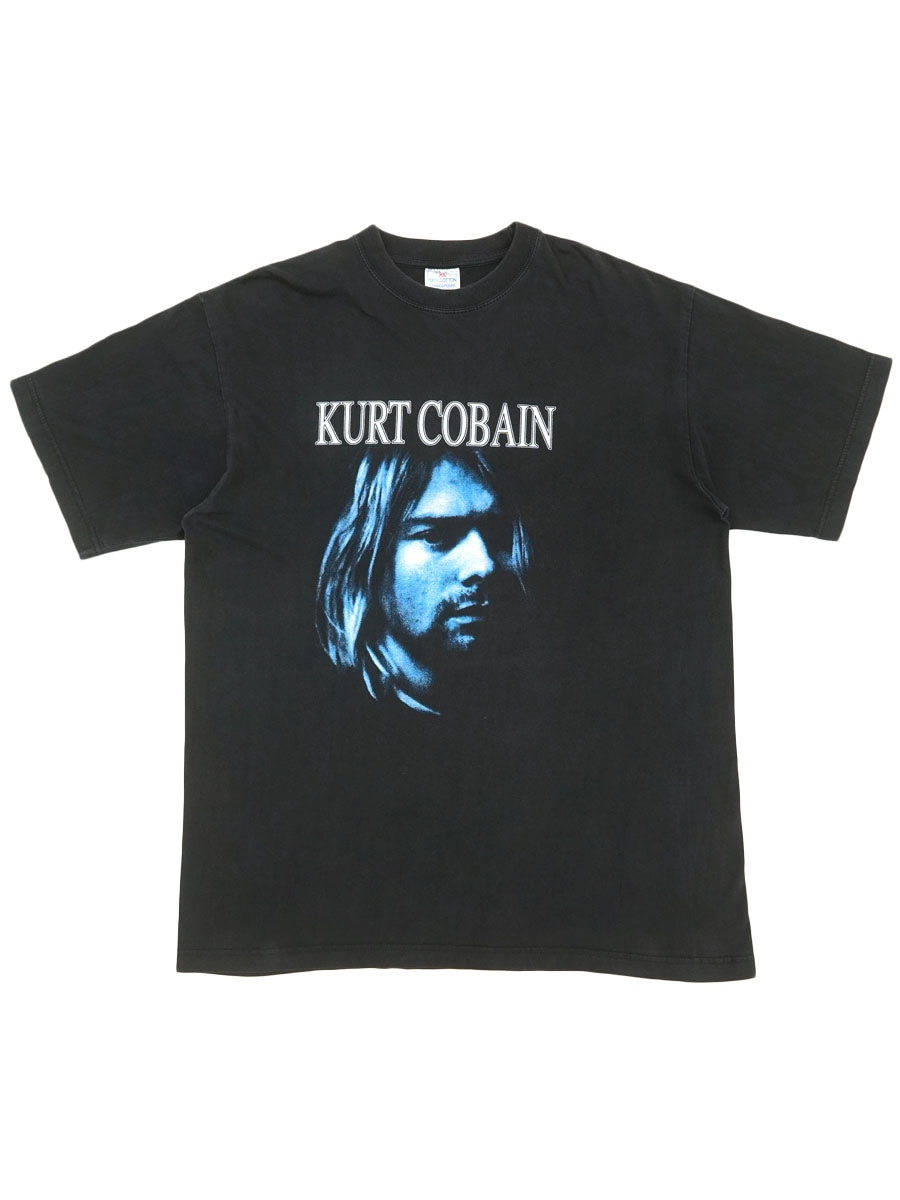 90's～ ''KURT COBAIN'' 両面プリント Tシャツ ブラック 表記(XL