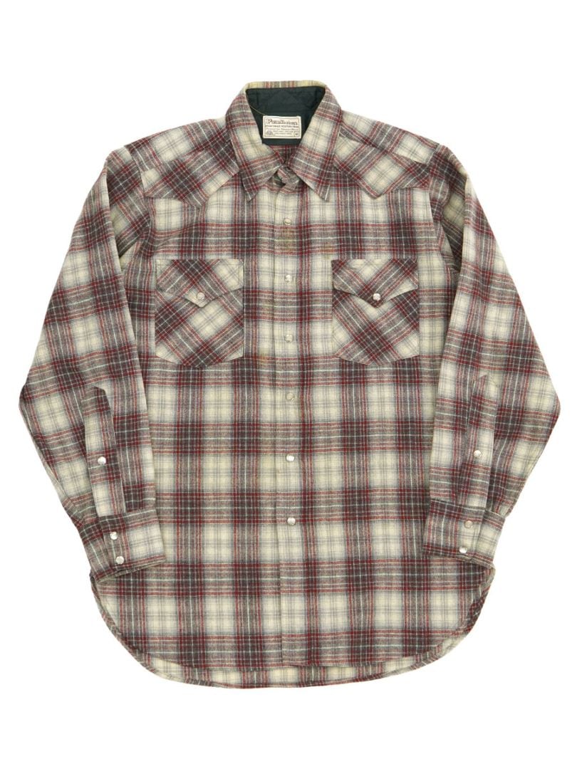 70's PENDLETON HIGH GRADE WESTERN WEAR 好配色シャドーチェック ウール ウエスタンシャツ 表記(M)