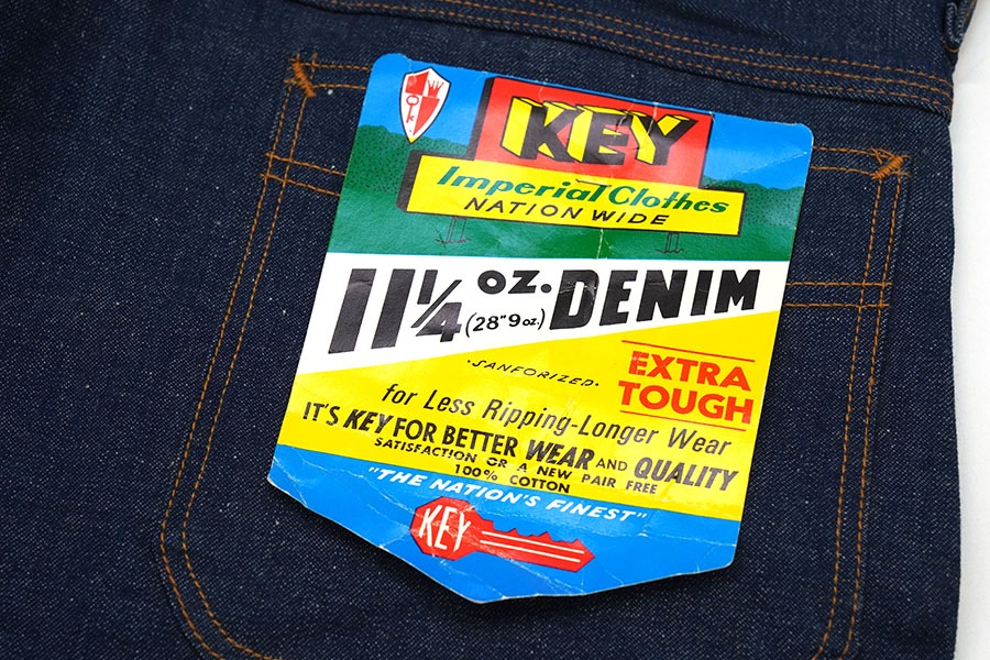 KEY ビンテージ デニム ペインターパンツ vintage 60s 70s 60's KEY Imperial デニムペインターパンツ 表記(36x31