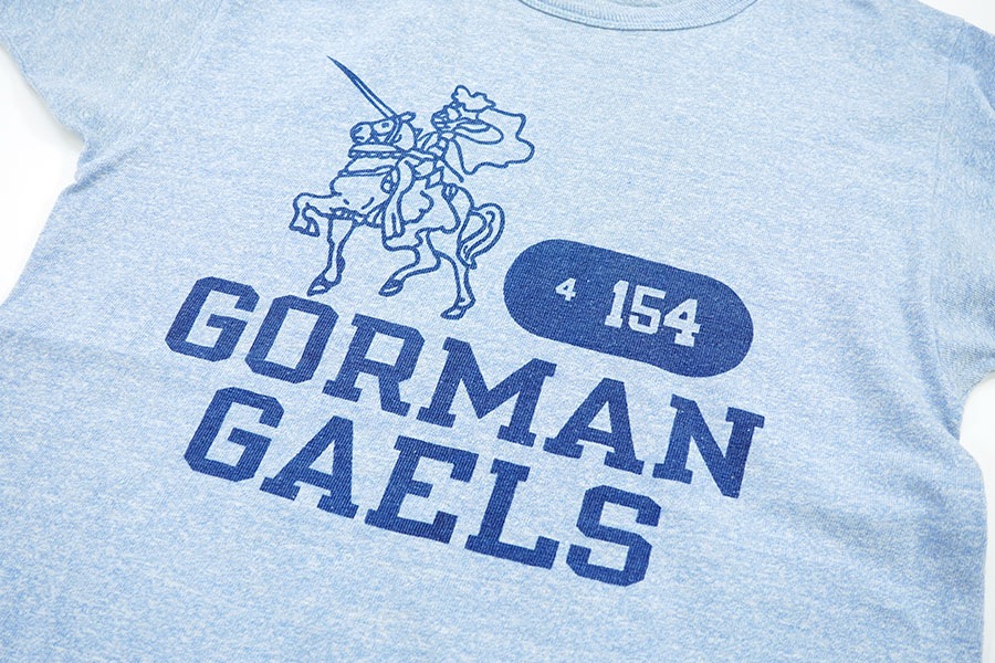 80's～ チャンピオン 青霜降り ''GORMAN GAELS'' 染み込み Tシャツ 実寸(M位) #4-154