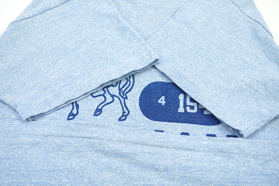 80's～ チャンピオン 青霜降り ''GORMAN GAELS'' 染み込み Tシャツ 実寸(M位) #4-154