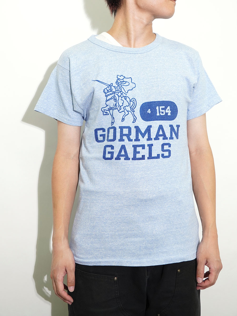 80's～ チャンピオン 青霜降り ''GORMAN GAELS'' 染み込み Tシャツ 実寸(M位) #4-154