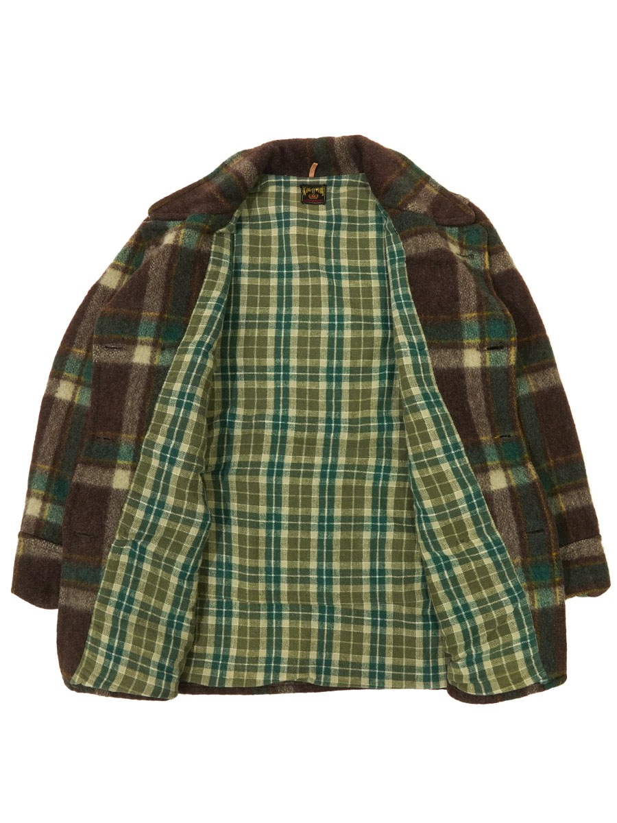 50's KING-O-WEAR 好配色チェック ダブルブレスト ウールハーフコート