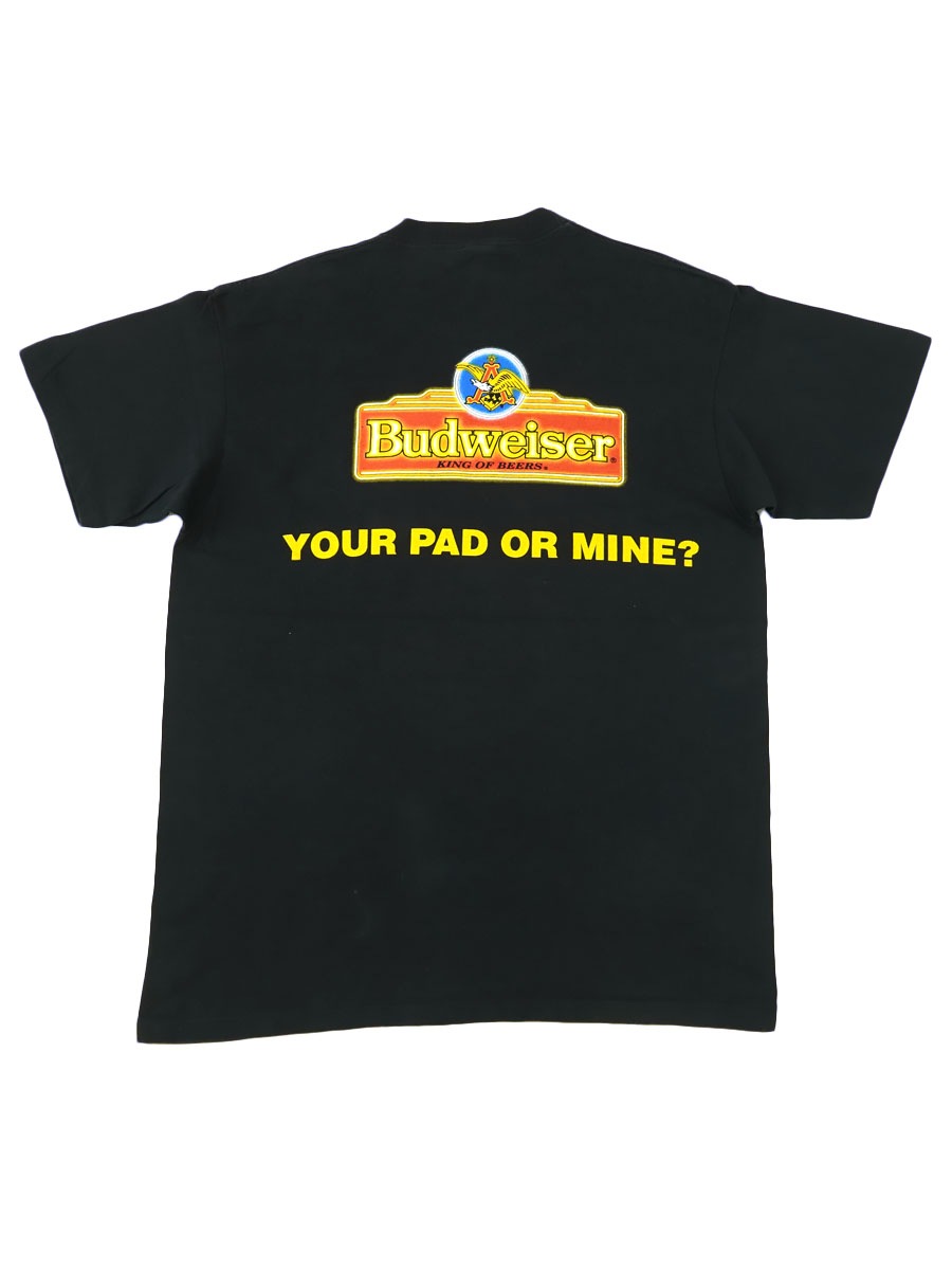 【USA製】90s Budweiser 企業プリントTシャツ L anvil 90's anvil ''Budweiser'' カエル 両面プリント Tシャツ 表記(L