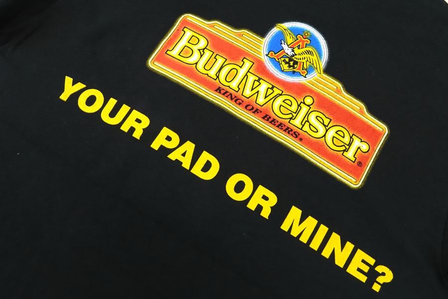 90's anvil ''Budweiser'' カエル 両面プリント Tシャツ 表記(L