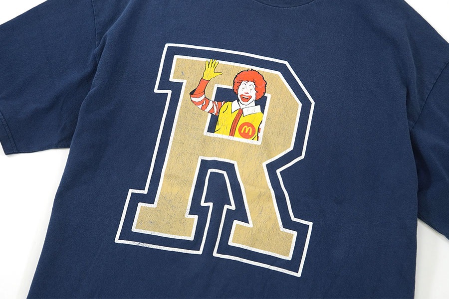 90's～ ''ドナルド・マクドナルド'' 企業プリントTシャツ ネイビー 実寸(XL位)