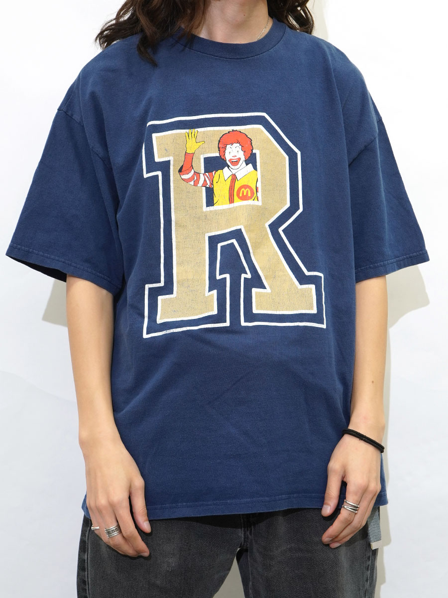 90's～ ''ドナルド・マクドナルド'' 企業プリントTシャツ ネイビー 実寸(XL位)