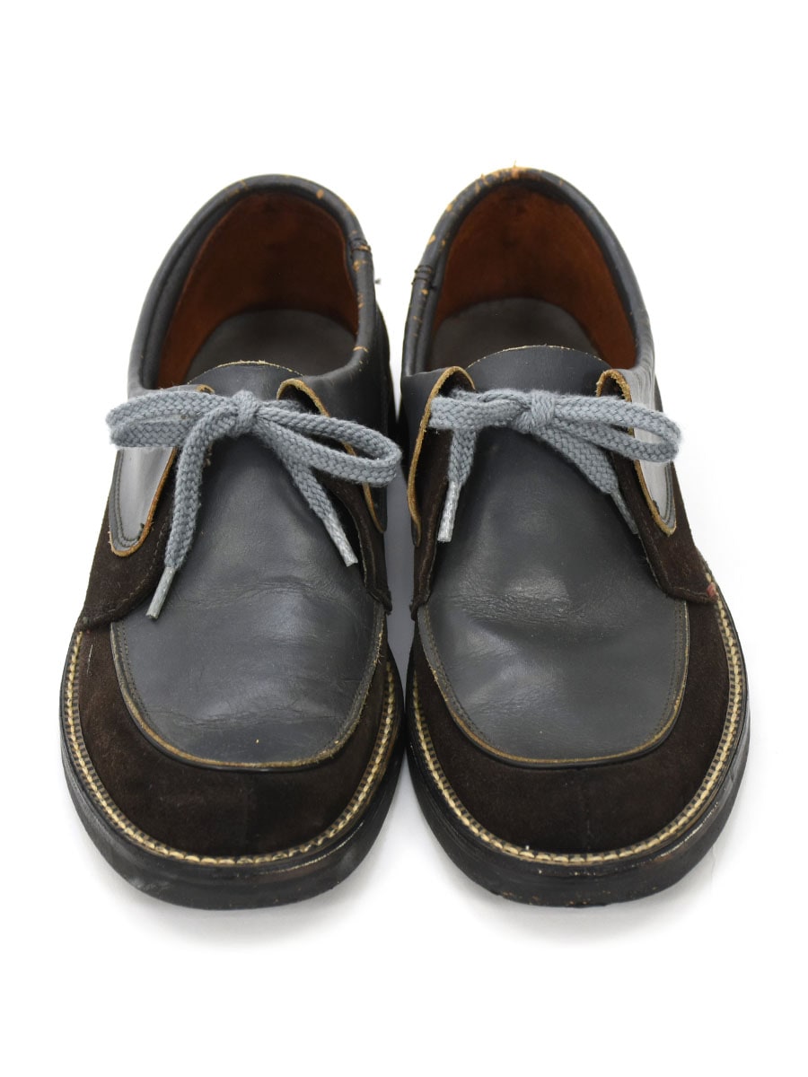 ダークブラウン レザー ウィングチップシューズ 50's~ Waukege Casuals スエード切り替え Uチップレザー