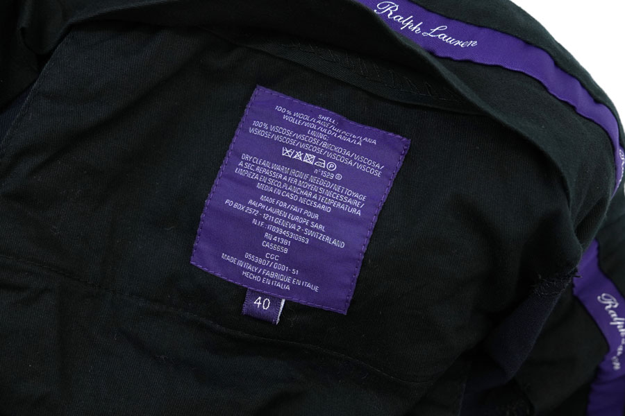 ITALY製 ラルフローレン パープルレーベル ウールスラックス ネイビー