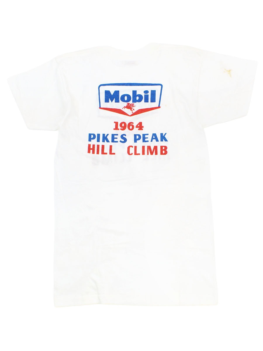 60's De-Jac ''Mobil / PIKES PEAK HILL CLIMB 1964'' T-shirt Size(M) DEAD STOCK