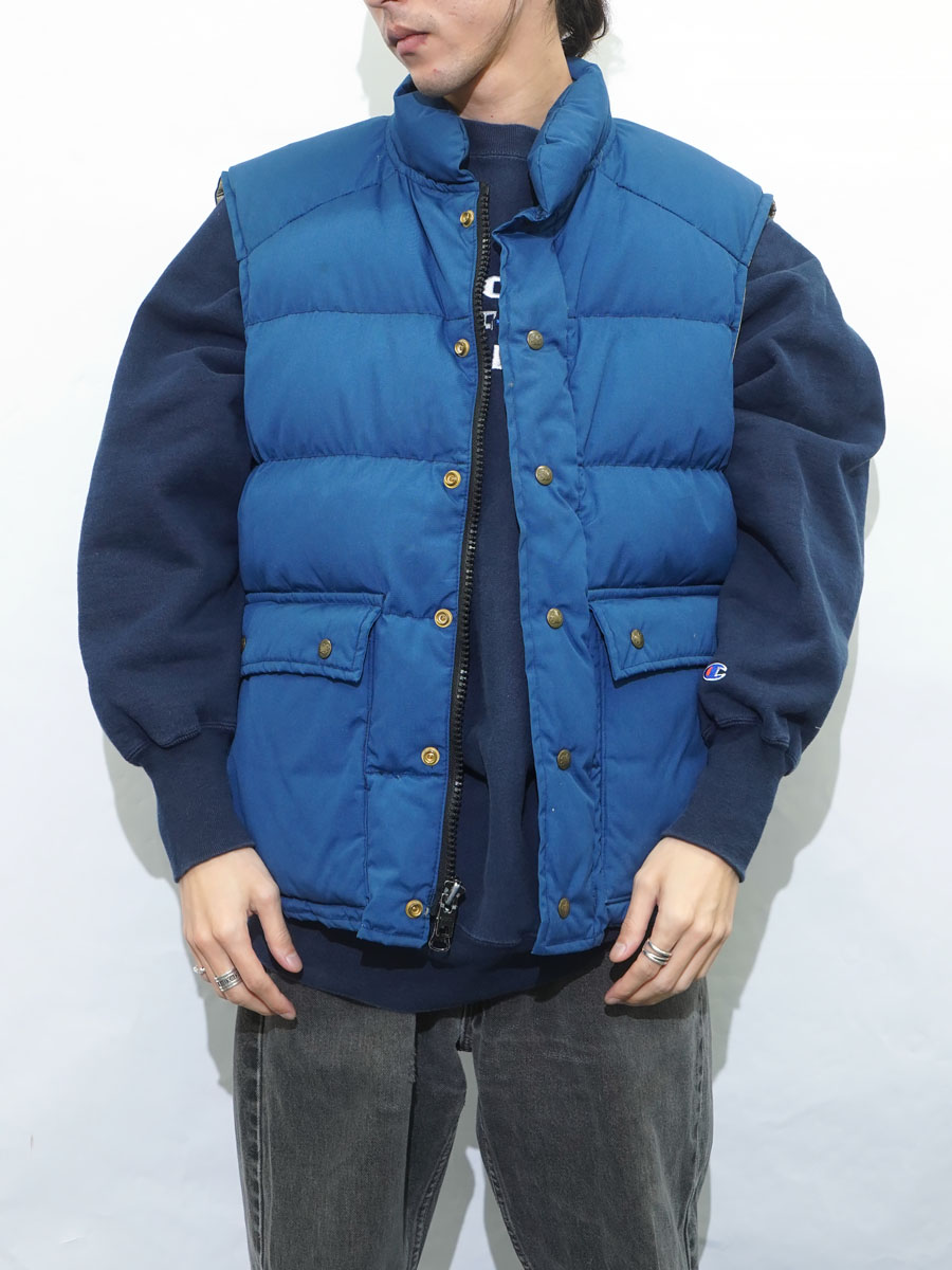 Eddie Bauer ダウンベスト L ネイビー エディバウアー 黒タグ 80's 黒タグ エディバウアー 2ポケ ダウンベスト ネイビーブルー 表記