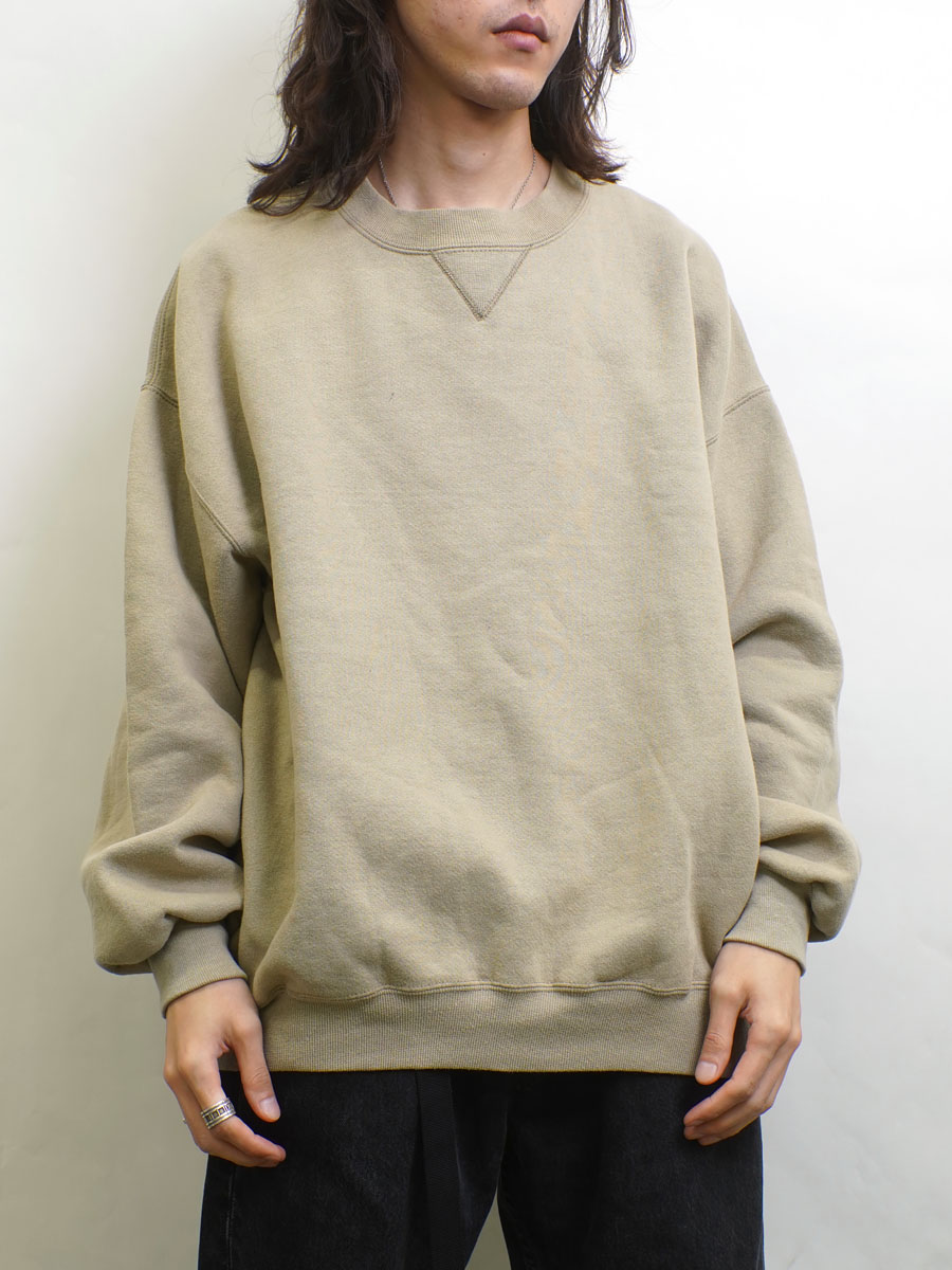 90's RUSSELL ATHLETIC 前V 無地スウェット カーキ 表記(XXL