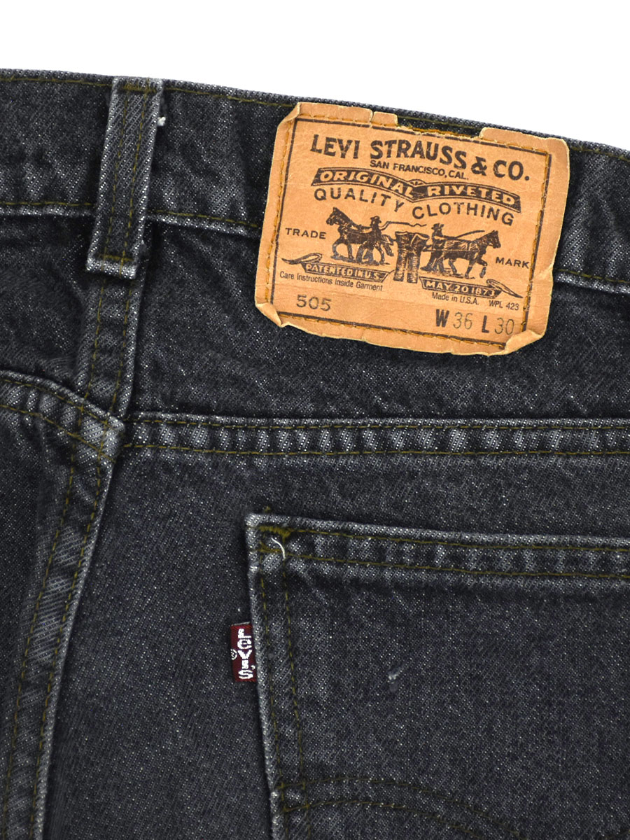 美品36x30 80s 505 先染めブラックLevi’s デニム　USA製 80's Levi's 505 先染めブラック デニムパンツ 表記(36x30) USA製