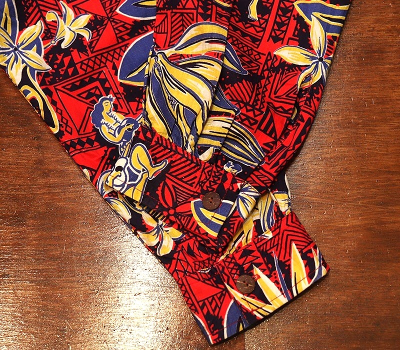 1940s L/S COTTON HAWAIIAN  , Size  L
