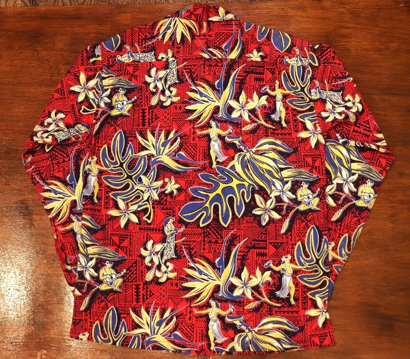 1940s L/S COTTON HAWAIIAN  , Size  L