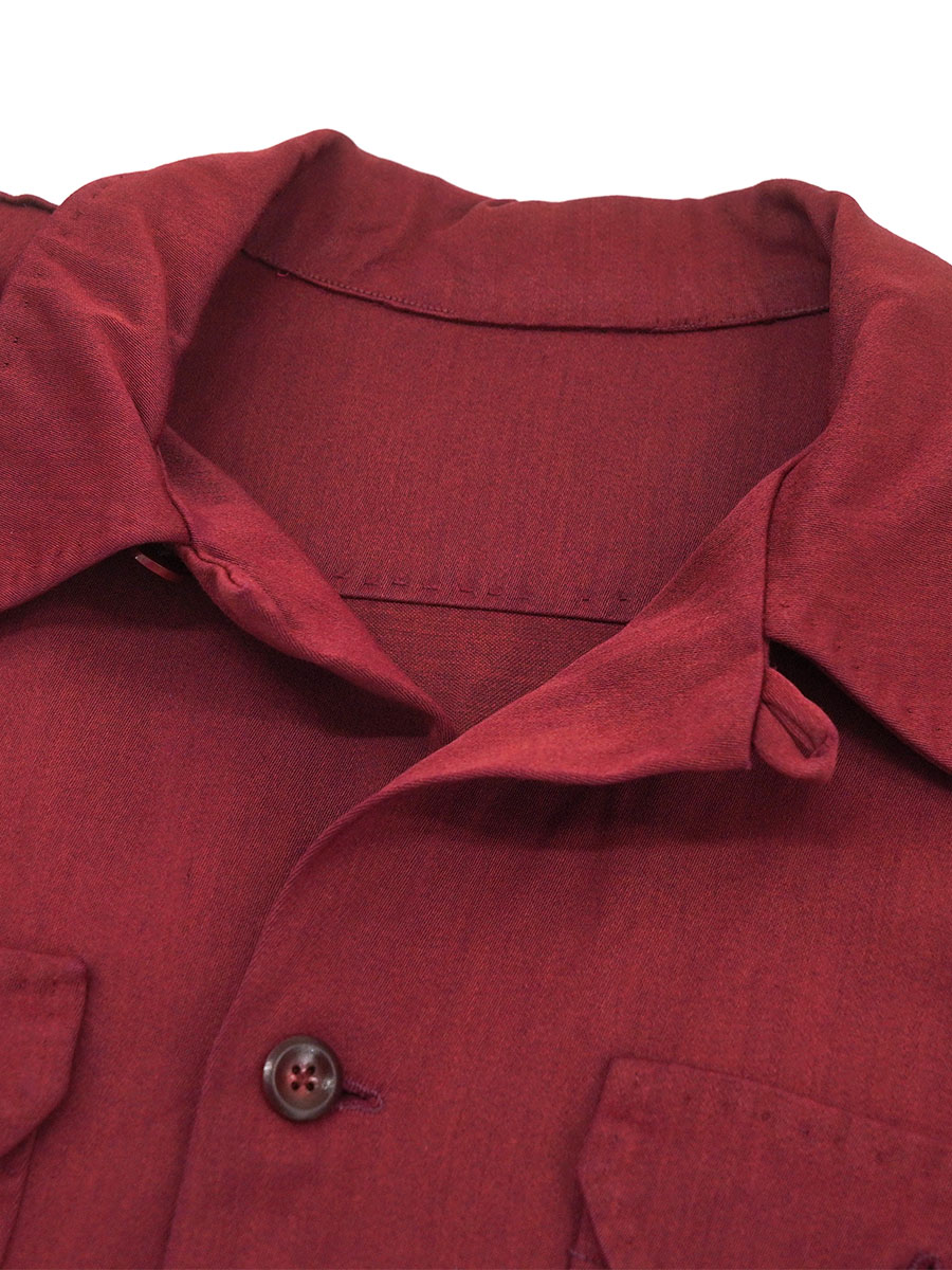 50'S～ LOOP COLLAR RAYON SHIRT BURGUNDY (APPROX.X SMALL)