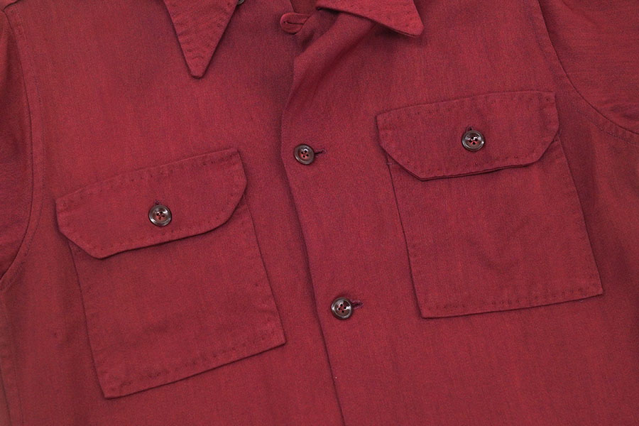 50'S～ LOOP COLLAR RAYON SHIRT BURGUNDY (APPROX.X SMALL)