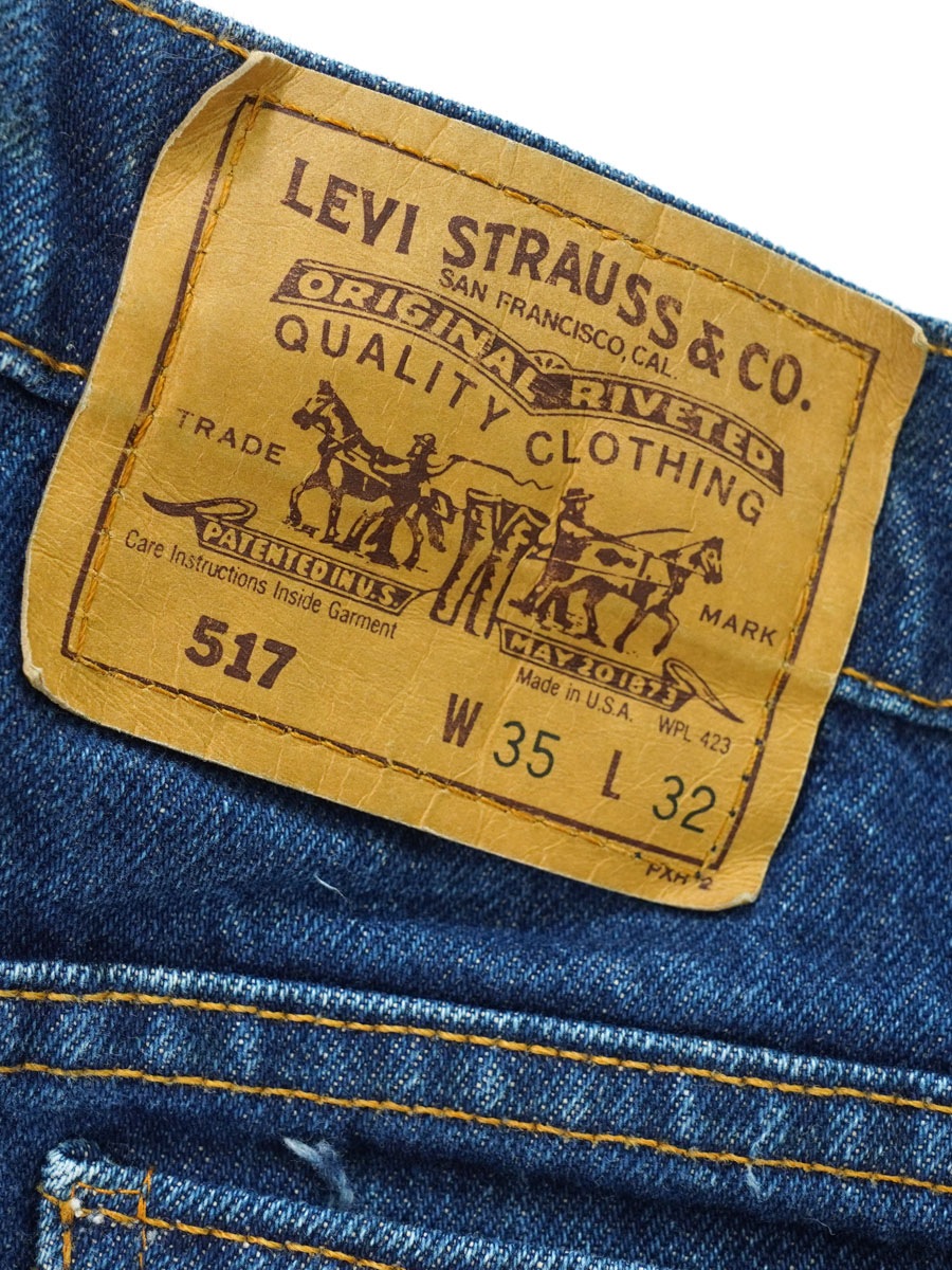 USA製 Levi's 517 デニムパンツ ヒゲ 良色落ち 表記(35x32