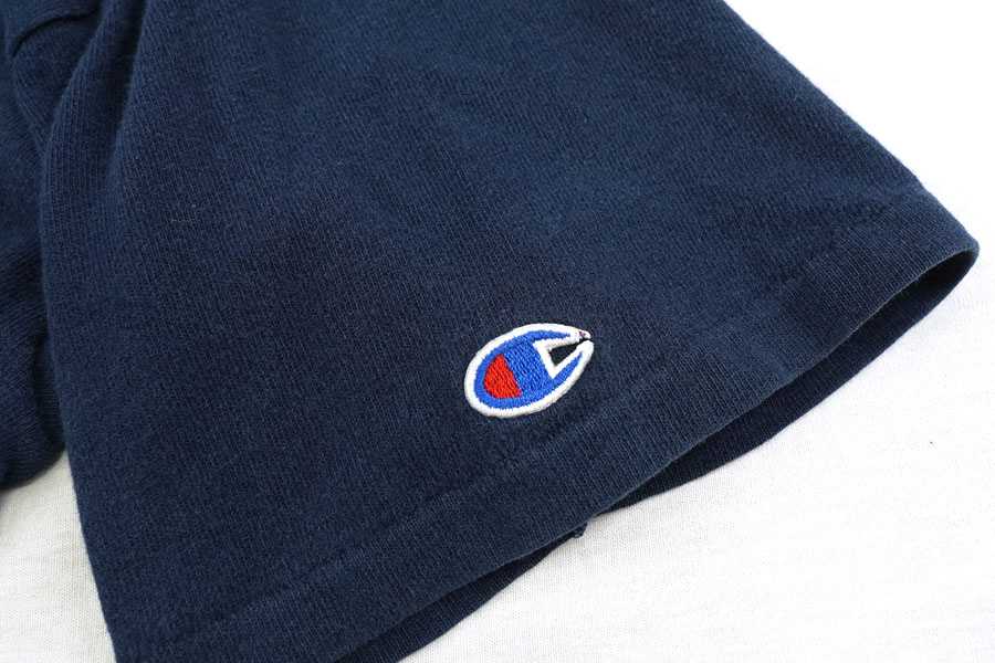 80's トリコタグ チャンピオン 無地 100%コットン Tシャツ ネイビー