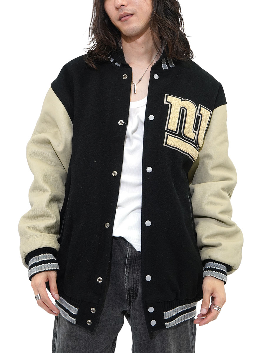 90's NFL ''New York Giants'' レザー切り替え スタジャン 表記(XL