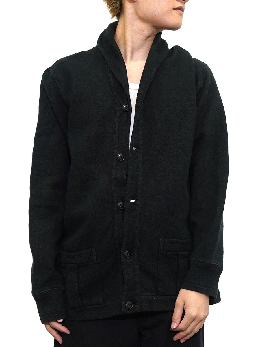 RRL スウェットカーディガン ショールカラー 00s ラルフローレン ショールカラー スウェットカーディガン 黒 表記(L