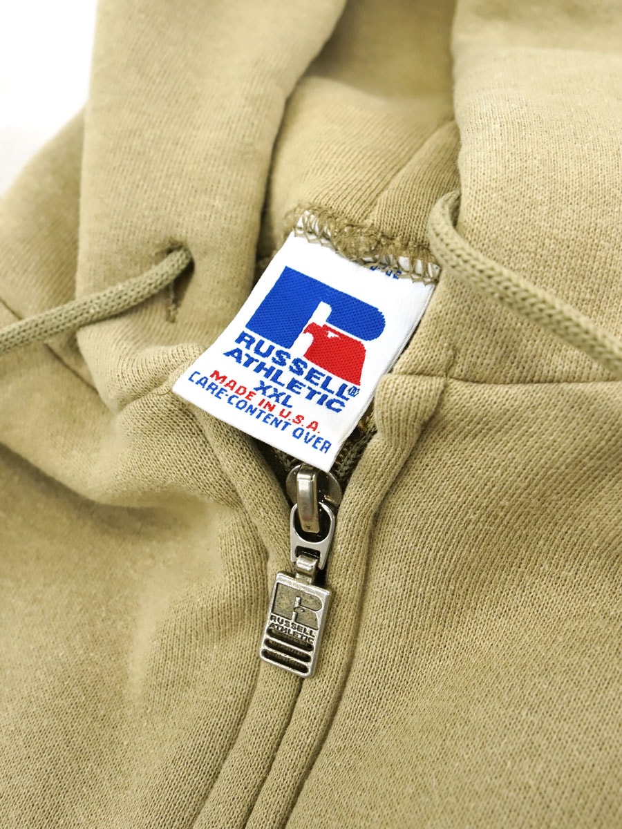 90's RUSSELL ATHLETIC フルジップ 無地スウェットパーカ 表記(XL) USA