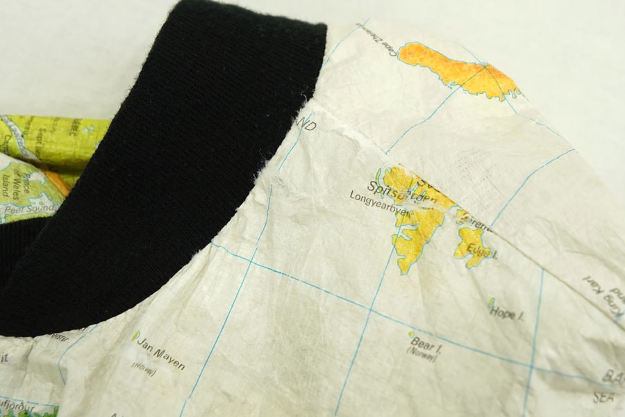 80s USA製 世界地図 ペーパージャケット XL 白 フルジップ 80's WEARIN' THE WORLD ペーパージャケット 世界地図 表記(L