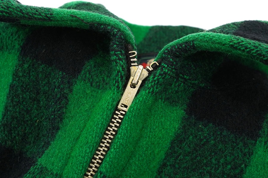 40's Woolrich 緑黒チェック フルジップ ウールジャケット 表記(42