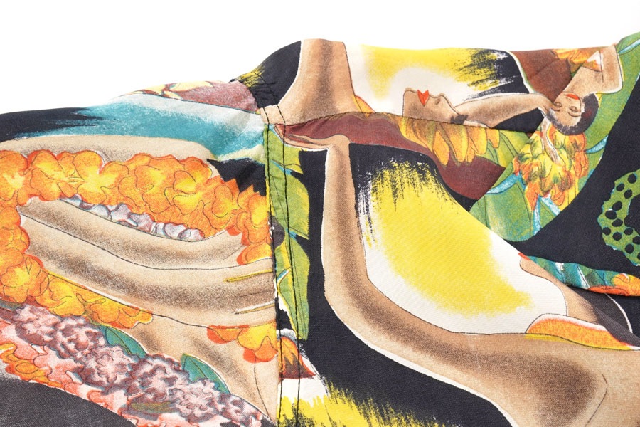 50's Black HAWAIIAN SHIRT MATSON MENU Frank Macintosh, Size M