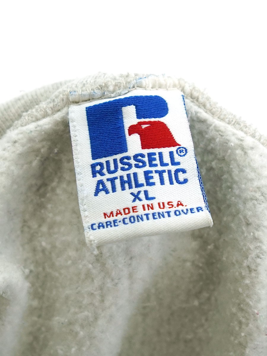 90'S RUSSELL ATHLETIC FULL ZIP HOODED SWEAT SHIRT GREY (SIZE.X
