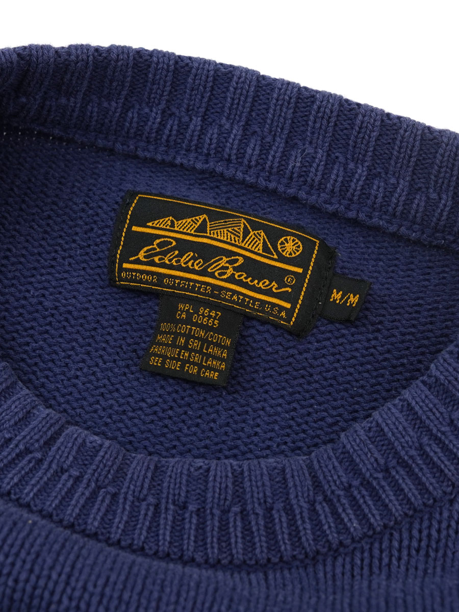 80's～ 黒タグ エディバウアー コットンニット ネイビー 表記(M