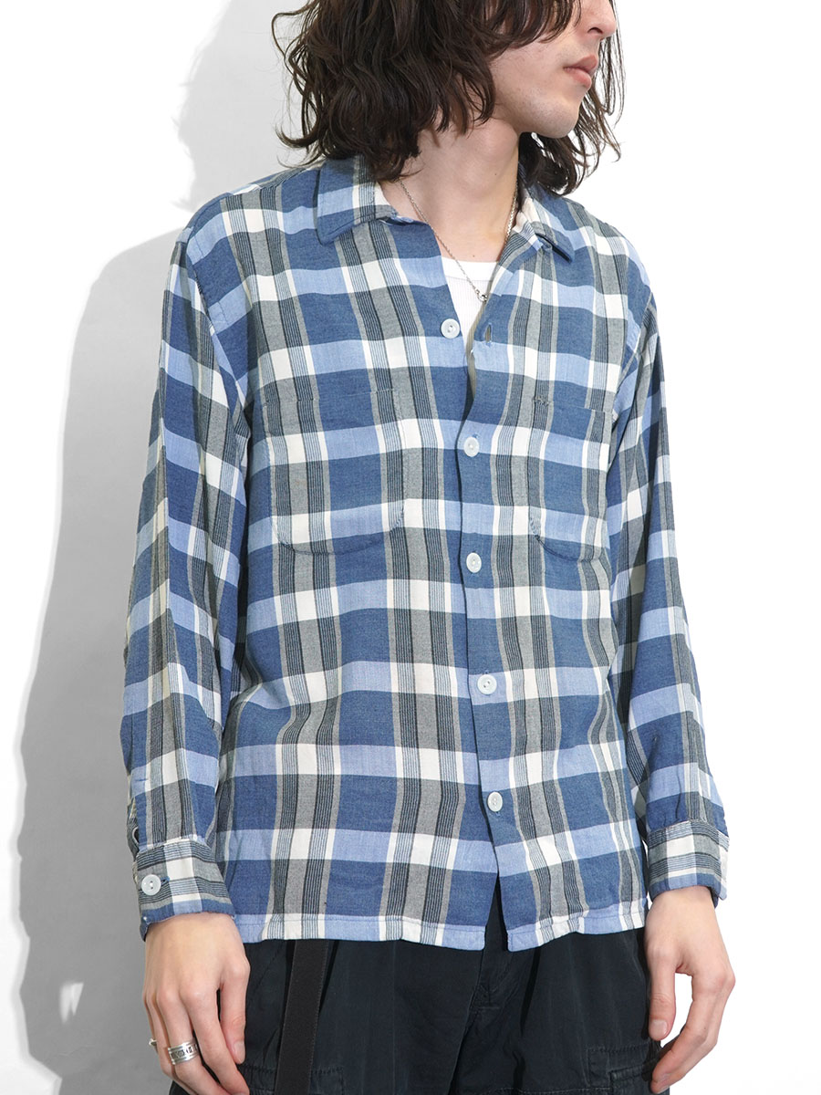60'S GOLDEN NEEDLE MANHATTAN RAYON WOVEN PLAID SHIRT (SIZE.MEDIUM