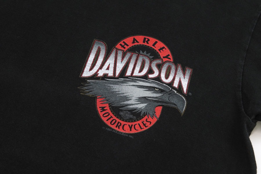 90's HARLEY-DAVIDSON ''GLENDALE CALIFORNIA'' 両面プリントTシャツ 表記(M)