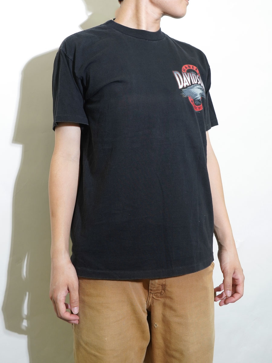 90's HARLEY-DAVIDSON ''GLENDALE CALIFORNIA'' 両面プリントTシャツ 表記(M)