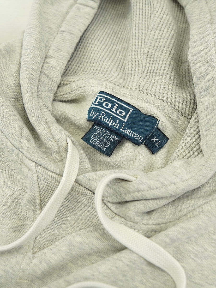 ラルフローレン ポロベアー 前V スウェットパーカ 杢グレー 表記(XL)