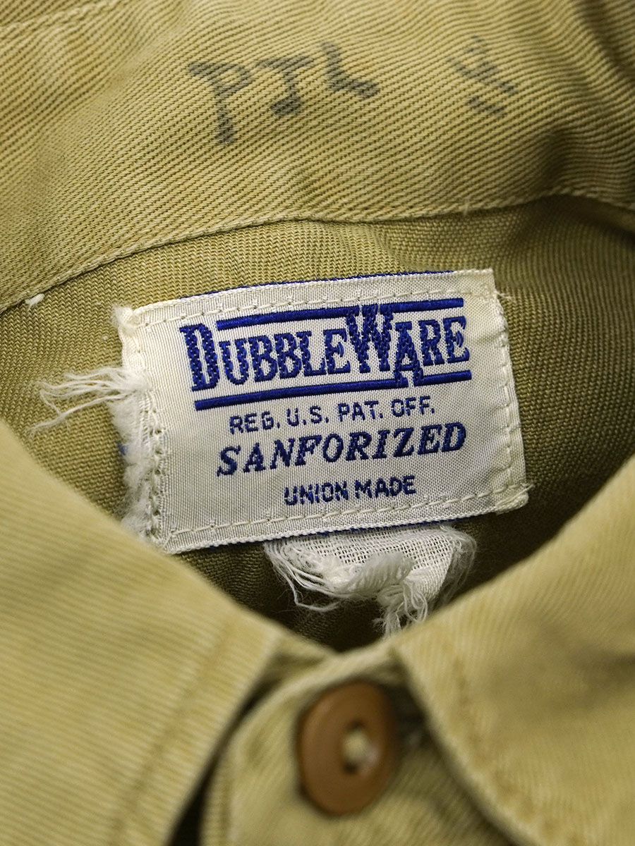 50's DUBBLE WARE マチ付き ワークシャツ 実寸(L位) DRILL TEAMワッペン