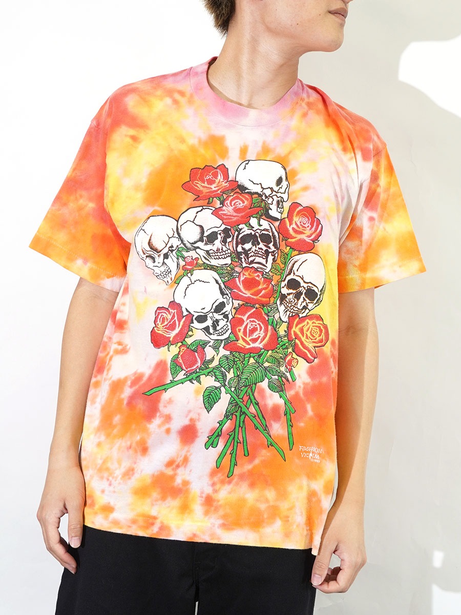 90's FRUIT OF THE LOOM FASHION VICTIM ''スカル&ローズ'' タイダイT