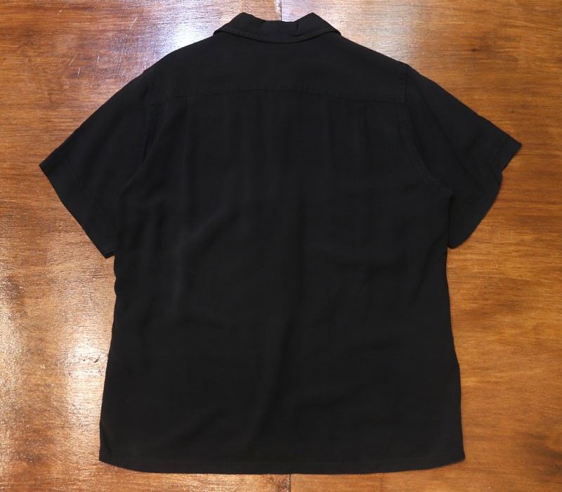 1960s S/S BLACK RAYON , Size M