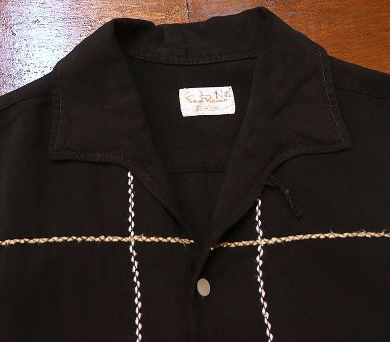 1960s S/S BLACK RAYON , Size M