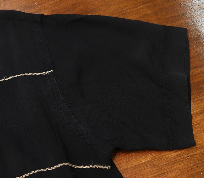 1960s S/S BLACK RAYON , Size M