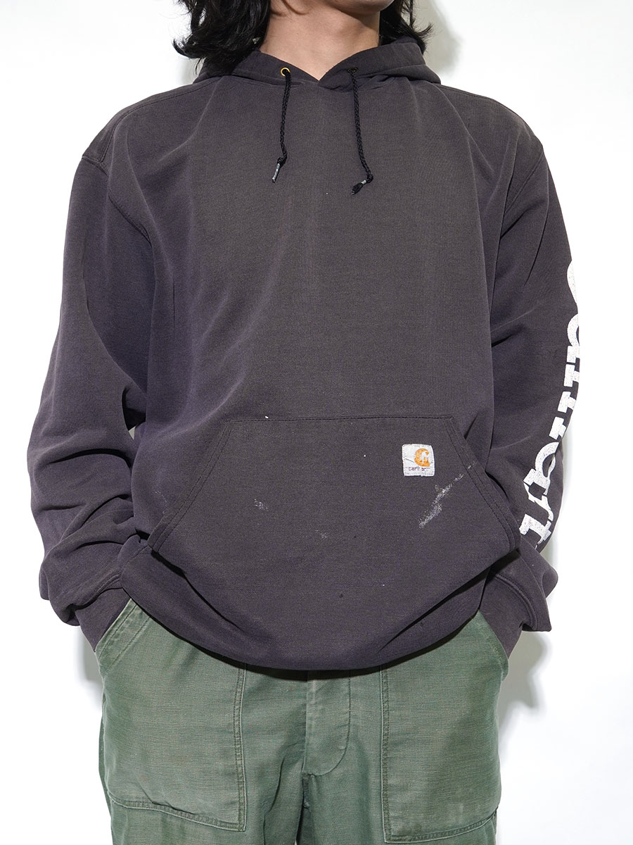 CARHARTT ''CARHARTT'' PRINT HOODED SHIRT FADE BLACK (SIZE. LARGE) MADE IN MEXICO