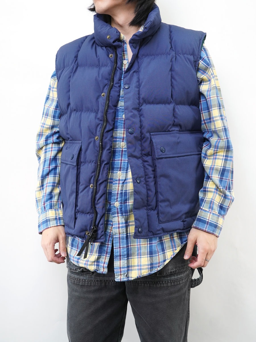 80's 黒タグ Eddie Bauer Blizzard Master ベスト ネイビー 表記(M