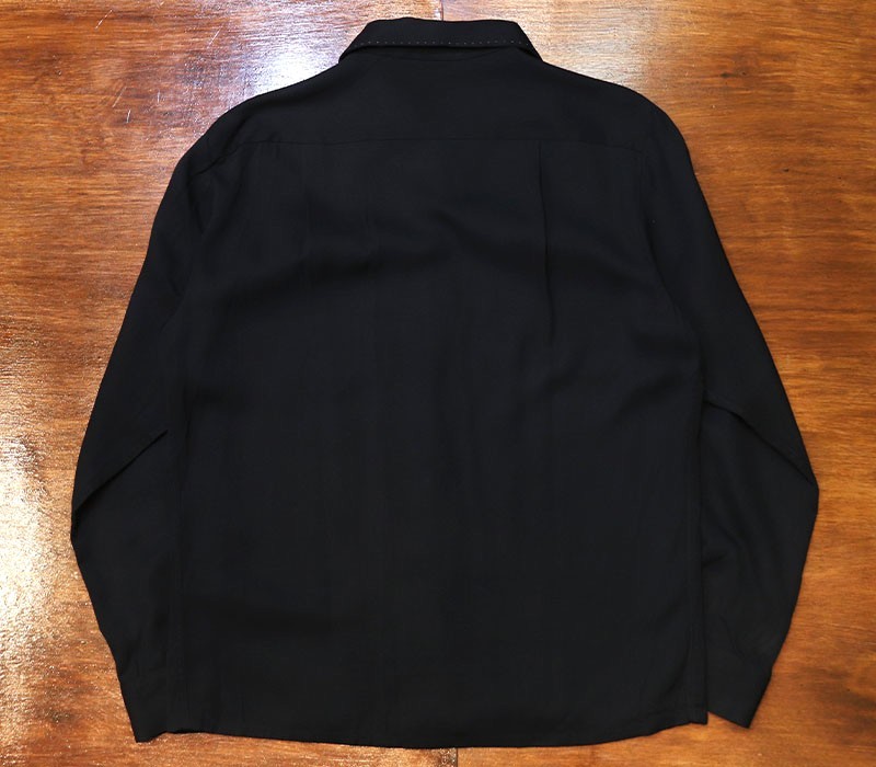 1950s L/S BLACK RAYON SHIRT , Size M | NEW ITEM | | BerBerJin WebStore