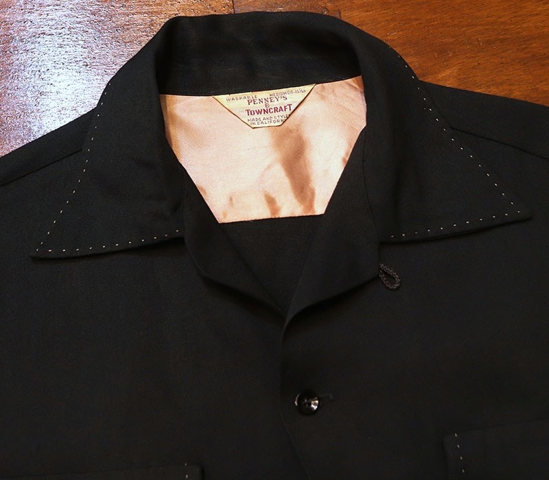 1950s L/S BLACK RAYON SHIRT , Size M | NEW ITEM | | BerBerJin WebStore