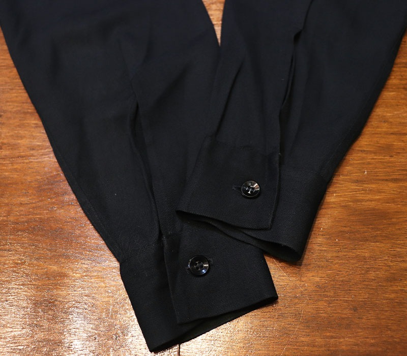 1950s L/S BLACK RAYON SHIRT , Size M